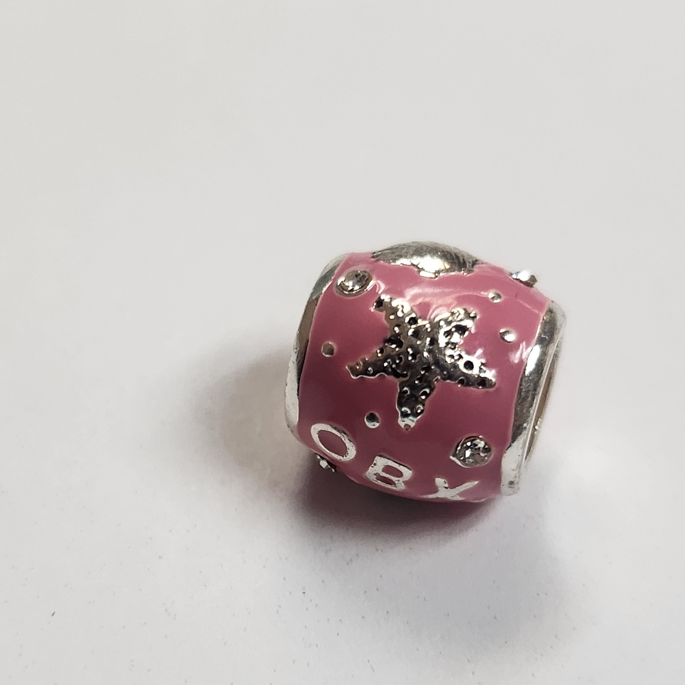 Pink and Silver Floral Charm Bracelet
